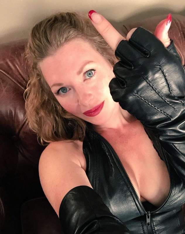 Teacher femdom latex gloves fan image