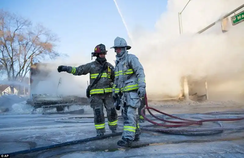 I pompieri di Ann Arbor ricoperti di ghiaccio 