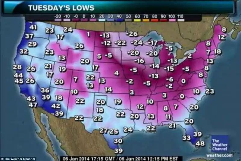 VORTICE POLARE ONDATA DI GELO SUGLI USA 