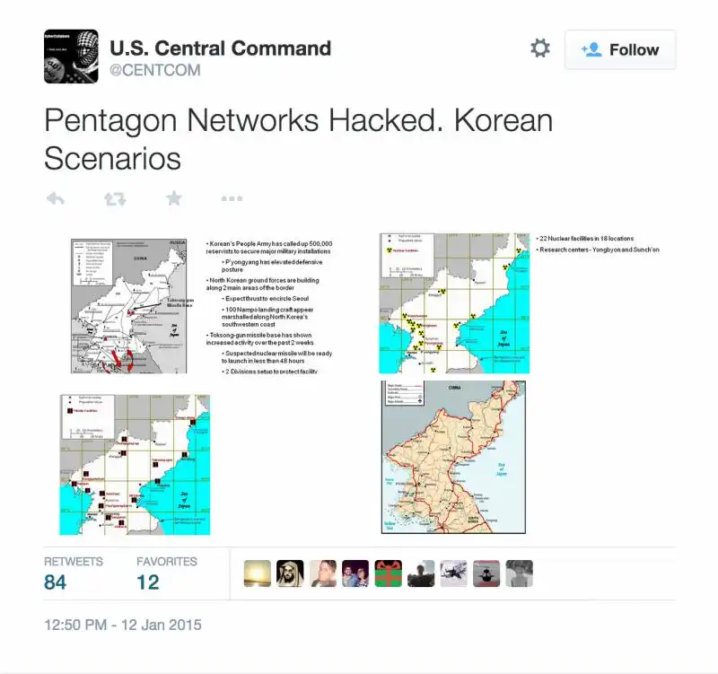 centcom hacker jihadisti pubblicano scenari strategici corea del nord