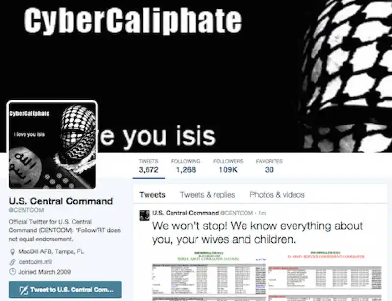 centcom la pagina  facebook dell esercito in mano ai jihadisti