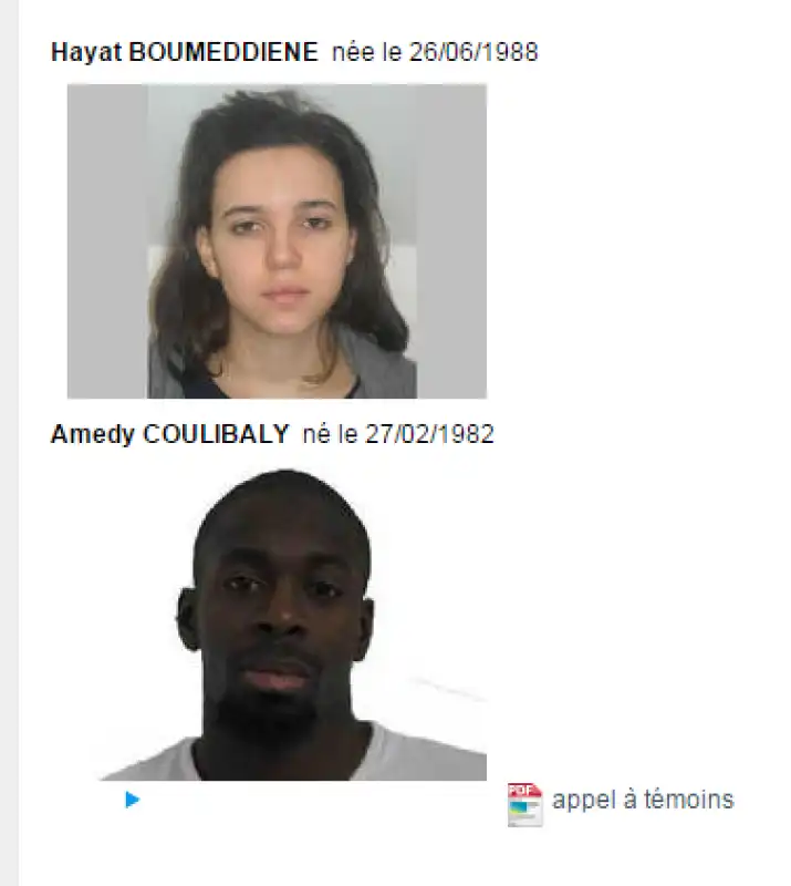 i due nuovi sospettati coulibaly e boumeddine