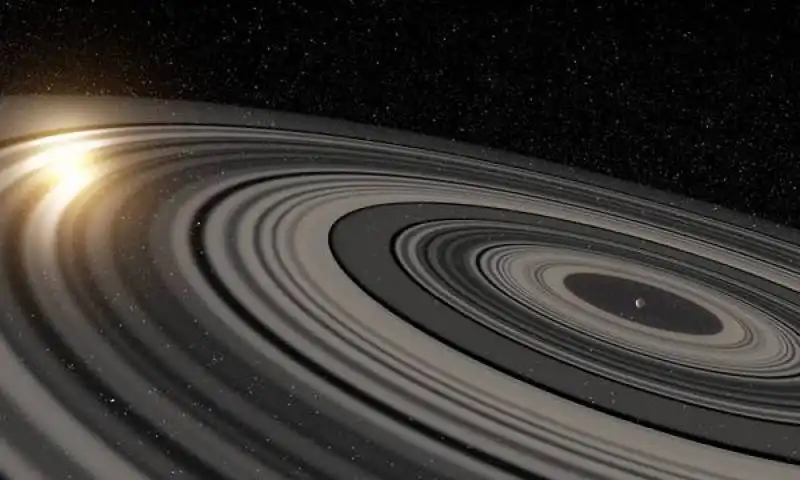 Il sistema di anelli del pianeta J1407b eclissa per giorni il 95% della luce della stella J1407 