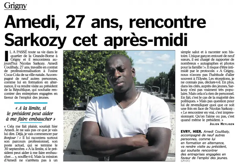 L'ARTICOLO DE LE PARISIEN SU AMEDY COULIBALY CHE INCONTRA SARKOZY 