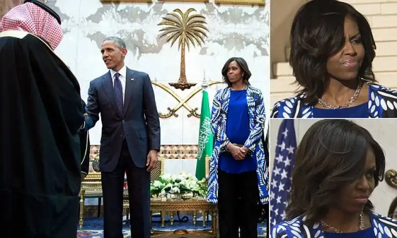 michelle obama arabia saudita con il re salman al saud