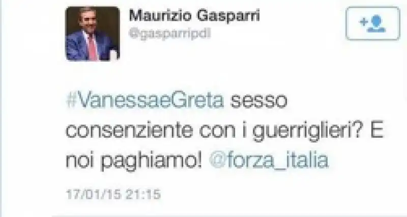 tweet gasparri   greta vanessa e il sesso con i guerriglieri