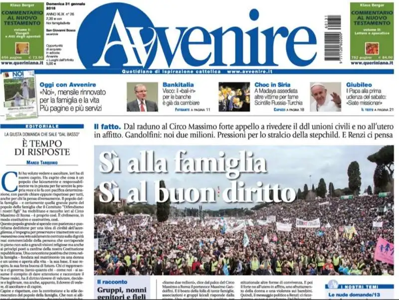 avvenire prima pagina family day