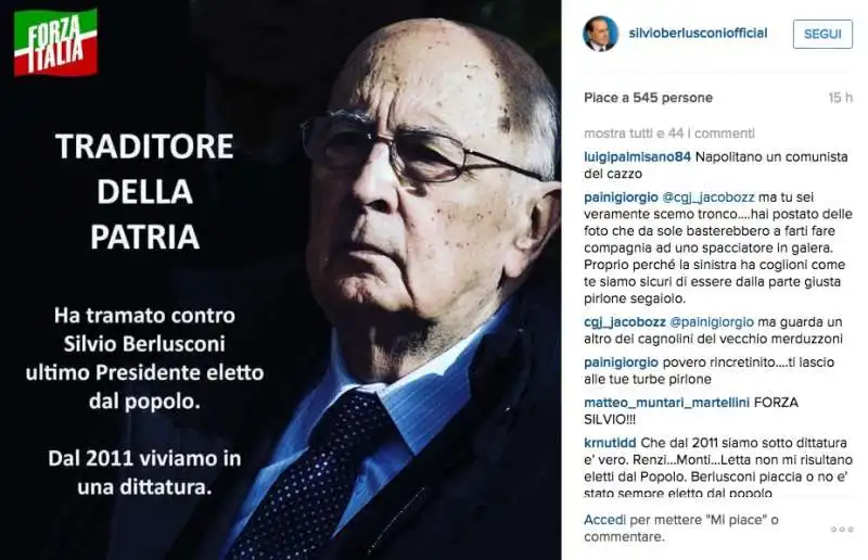 berlusconi napolitano instagram