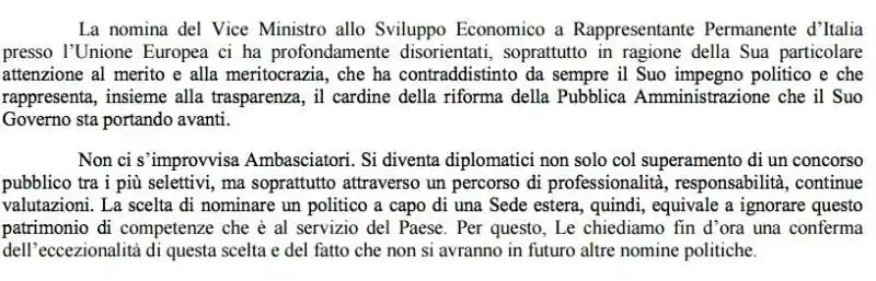 estratto lettera diplomatici italiani caso renzi calenda da l huffingtonpost