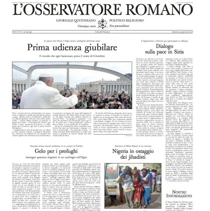 osservatore romano 30 gennaio 2016 nessuna traccia del family day in prima