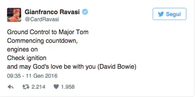 RAVASI TWEET BOWIE