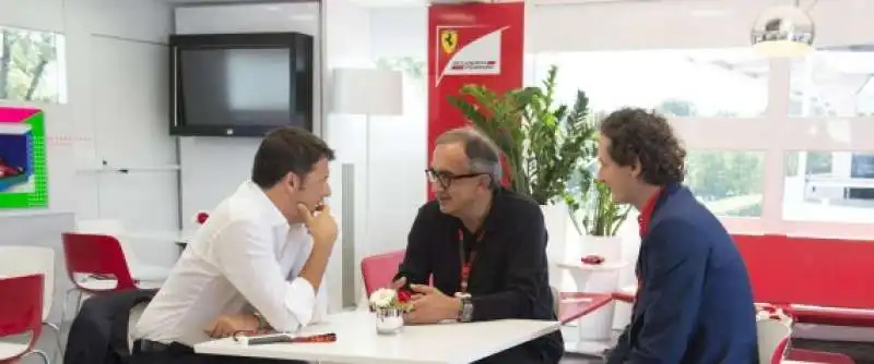 renzi con marchionne e john elkann alla borsa di milano