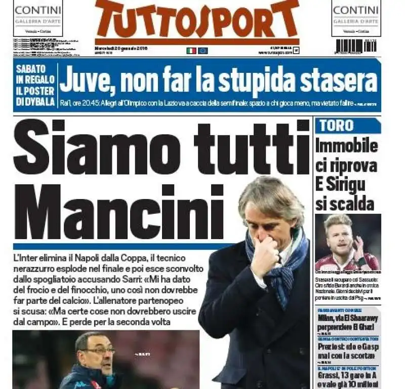 TUTTOSPORT PRIMA PAGINA SU MANCINI