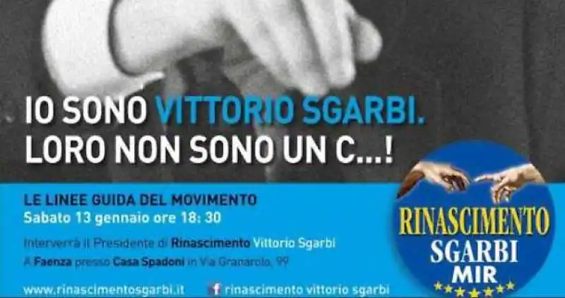 Il tenero slogan di vittorio sgarbi per il suo il movimento Rinascimento