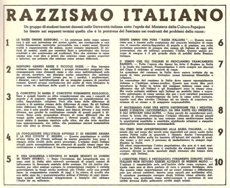 LE LEGGI RAZZIALI DEL FASCISMO