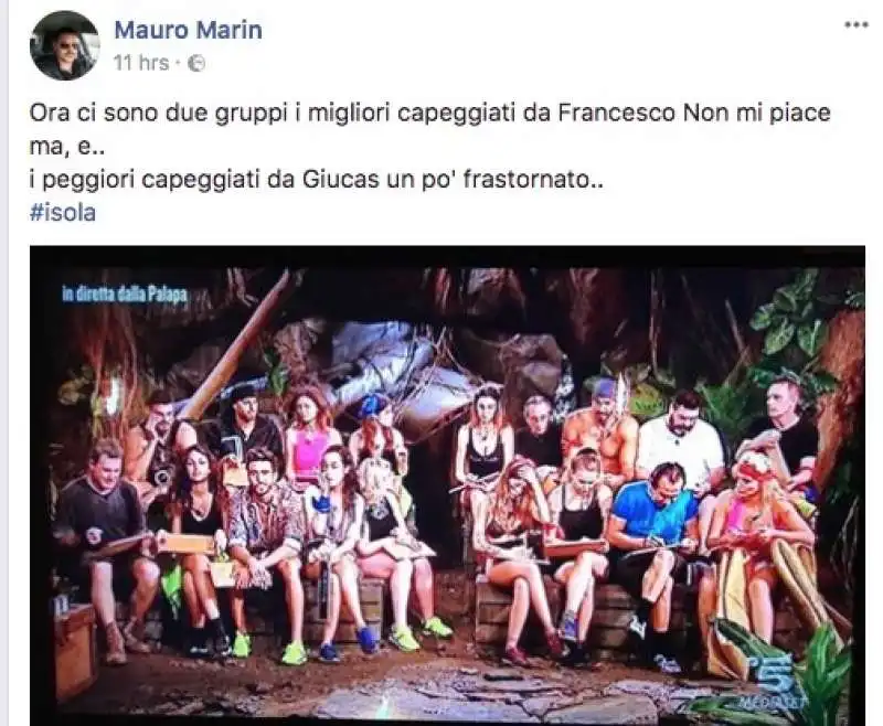 mauro marin fa la cronaca dell isola dei famosi 