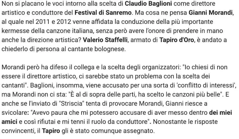 ARTICOLO DI TGCOM SU CASO MORANDI E CONFLITTO D'INTERESSI A SANREMO 1