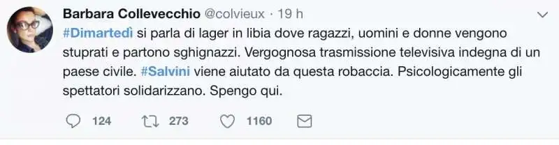 barbara collevecchio vs salvini a dimartedi'