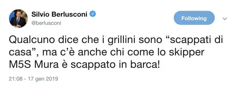 BERLUSCONI SFOTTE ANDREA MURA E I GRILLINI SU TWITTER