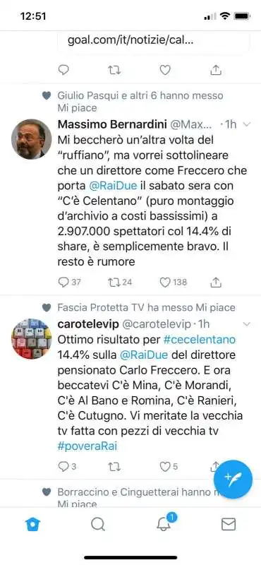 commenti alla serata celentano