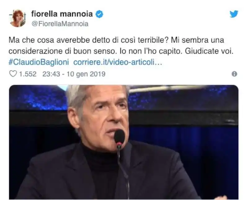 FIORELLA MANNOIA DIFENDE BAGLIONI CONTRO SALVINI