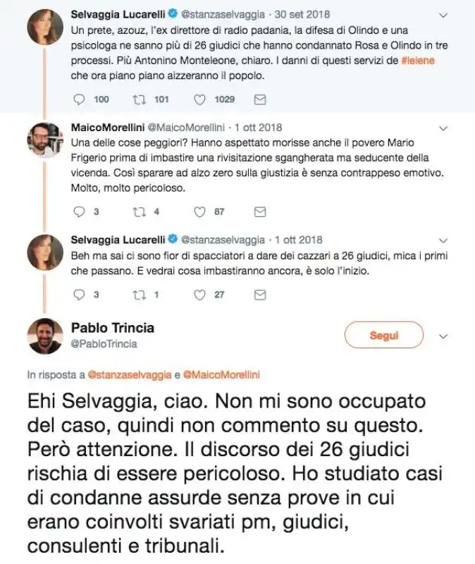 i tweet selvaggia lucarelli pablo trincia   