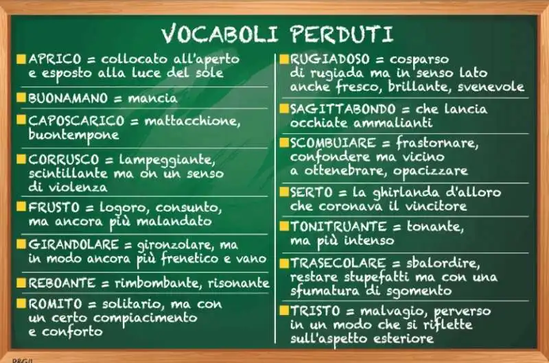 I VOCABOLI PERDUTI DELLA LINGUA ITALIANA