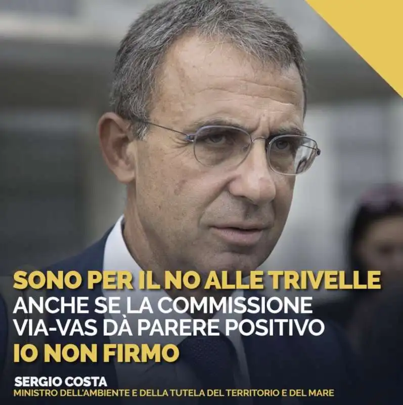 IL MINISTRO SERGIO COSTA MINACCIA DI NON FIRMARE PER LE TRIVELLE 1