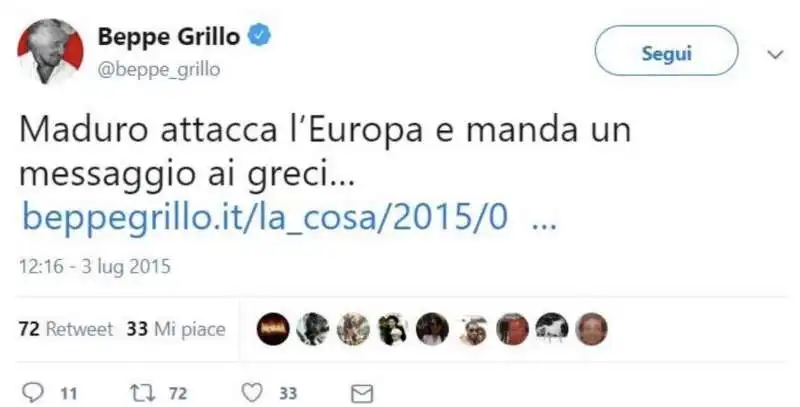 il tweet di beppe grillo pro maduro