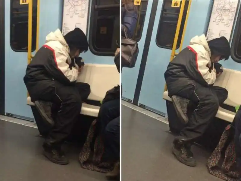 ragazzo fuma eroina in metro a milano 1