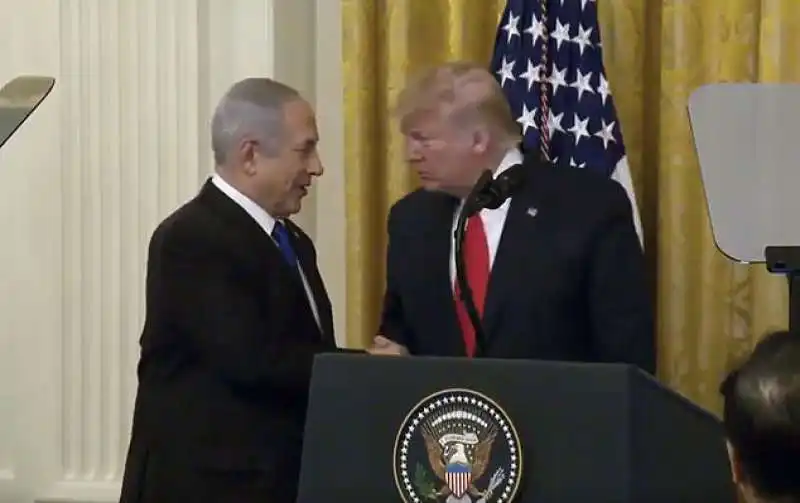 benjamin netanyahu e donald trump presentano il piano di pace per il medio oriente