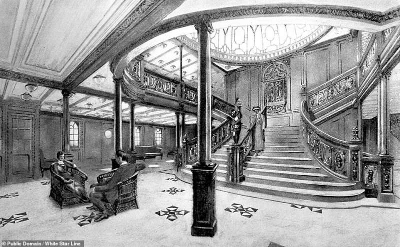 disegno dell'interno del titanic con lo scalone