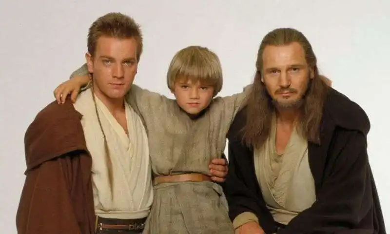 Ewan McGregor Jake Lloyd e Liam Neeson - Star Wars la minaccia fantasma