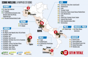 cartina del Fatto con siti di stoccaggio delle scorie nucleari
