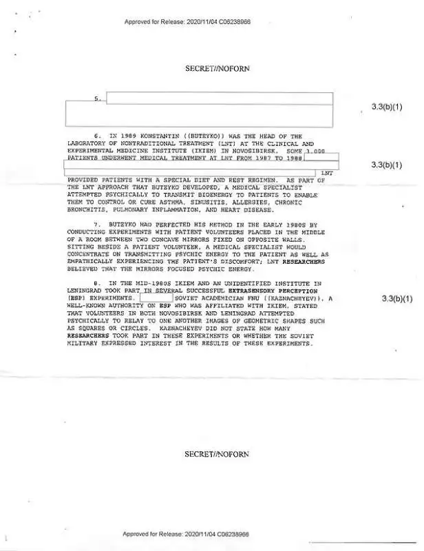 documenti desecretati della cia sugli esperimenti di parapsicologia dei russi  2