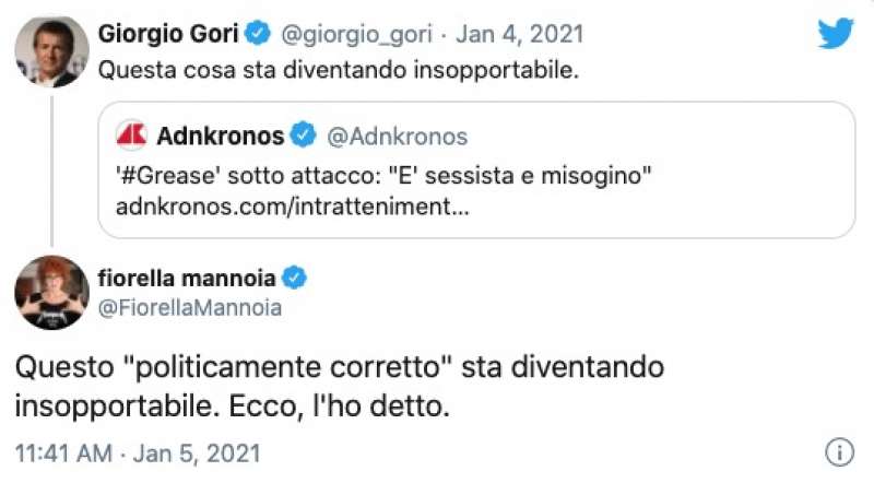 GIORGIO GORI E FIORELLA MANNOIA CONTRO IL POLITICAMENTE CORRETTO