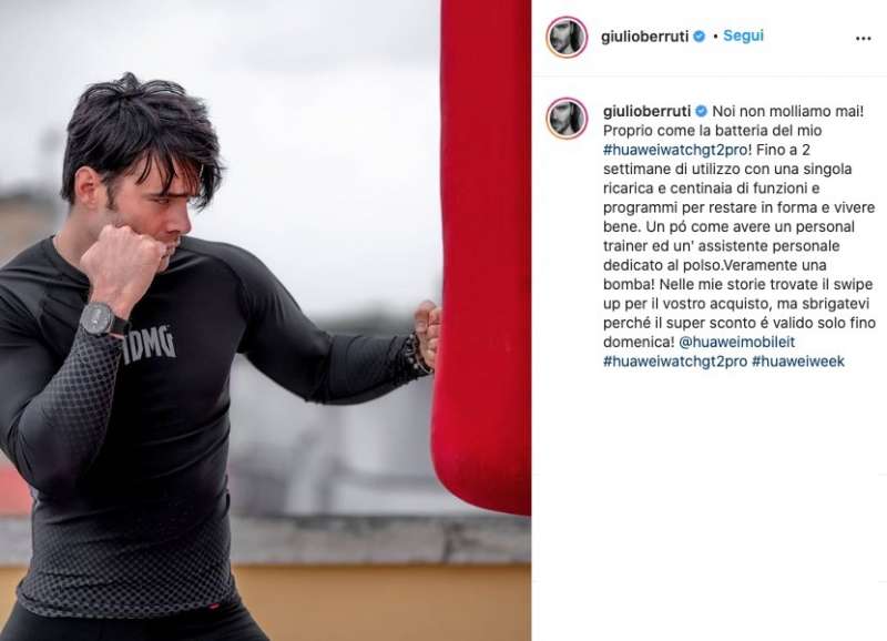 GIULIO BERRUTI SPONSORIZZA HUAWEI SU INSTAGRAM