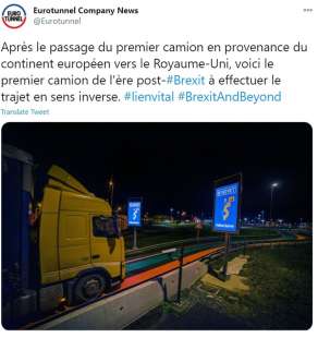 il primo camion ad attraversa la manica dopo la brexit