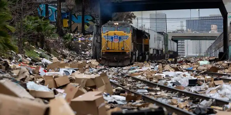 i resti degli scatoloni dopo gli assalti ai treni 4