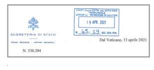 IL DOCUMENTO CONSEGNATO DA PENA PARRA AL TRIBUNALE VATICANO