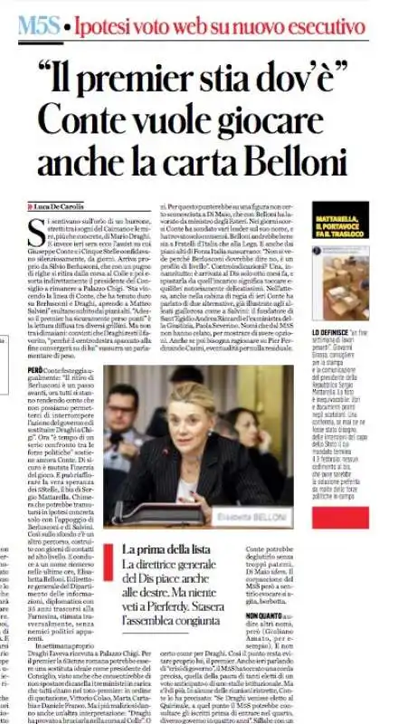 IL FATTO QUOTIDIANO SOSTIENE L ELEZIONE AL QUIRINALE DI ELISABETTA BELLONI