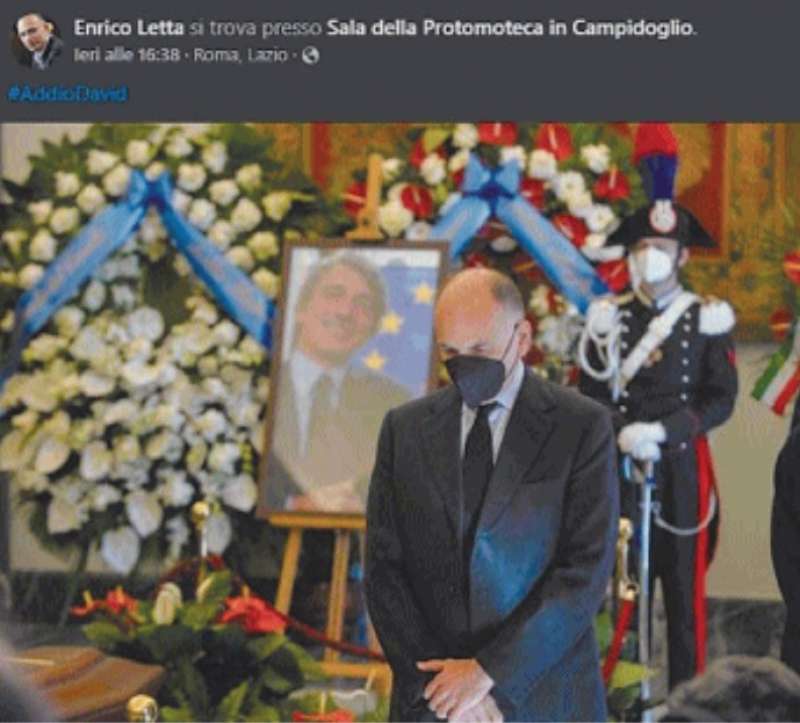 la foto postata da enrico letta camera ardente di david sassoli