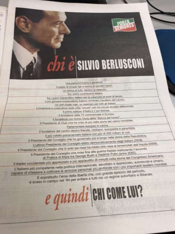 LA PAGINA DEL GIORNALE SU SILVIO BERLUSCONI