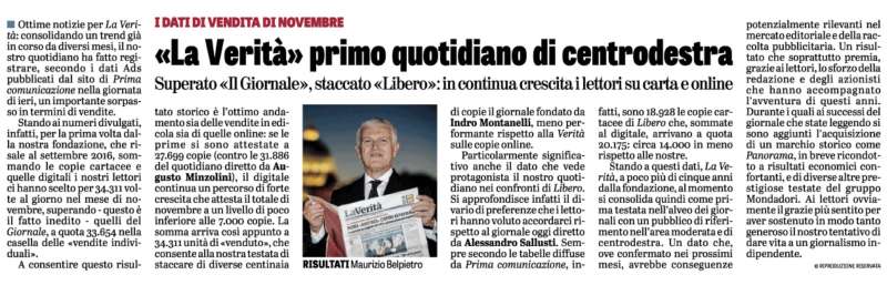 la verita primo giornale di centrodestra