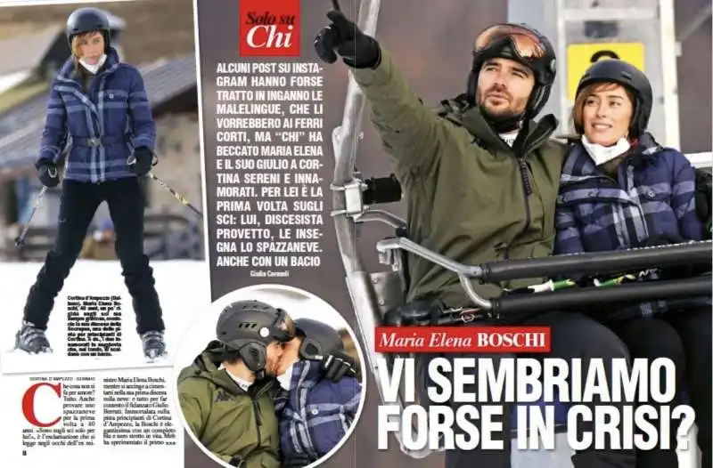 MARIA ELENA BOSCHI E GIULIO BERRUTI SULLE PISTE DA SCI