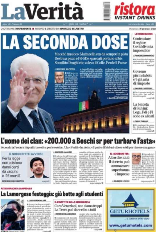 mattarella bis prima pagina la verita