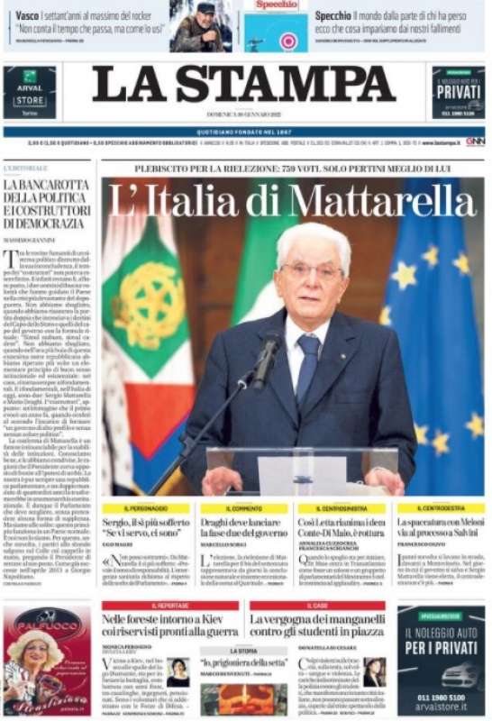 mattarella bis prima paginala stampa