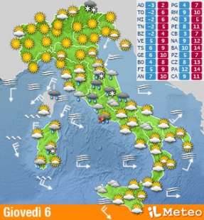 Previsioni giovedi? 6 gennaio 2022