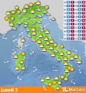 Previsioni lunedi? 3 gennaio 2022