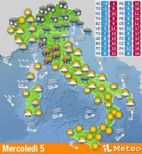 Previsioni mercoledi? 5 gennaio 2022